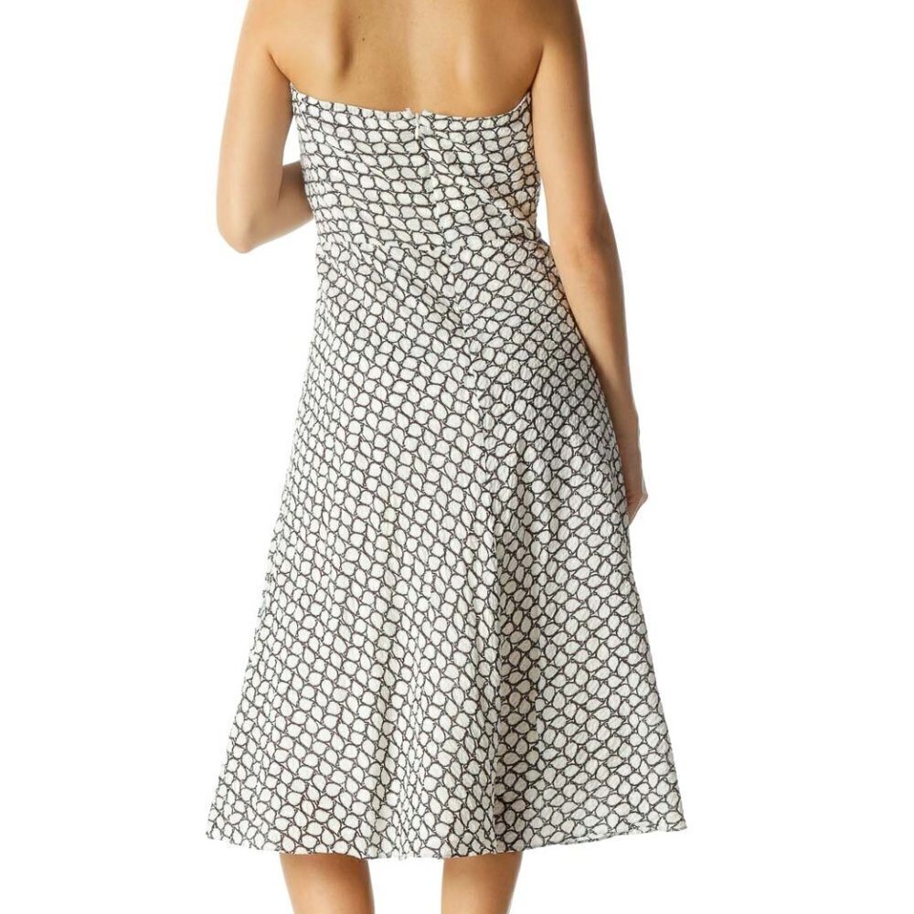 J.Crew White & Brown Patterned Strapless Cotton Dress - Picture 3 of 3